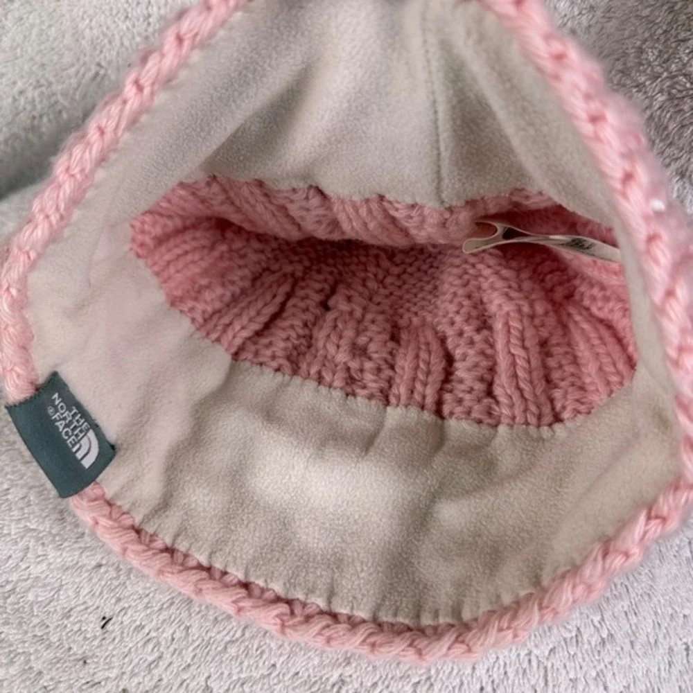 The North Face Pink Cable-Knit Wool/Alpaca‎ Blend Beanie Hat 0/S Ski Snowboard